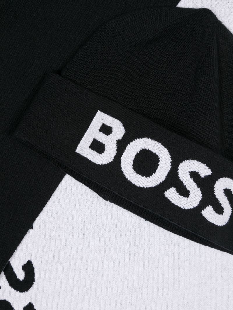 Black Logo Intarsia Scarf Set