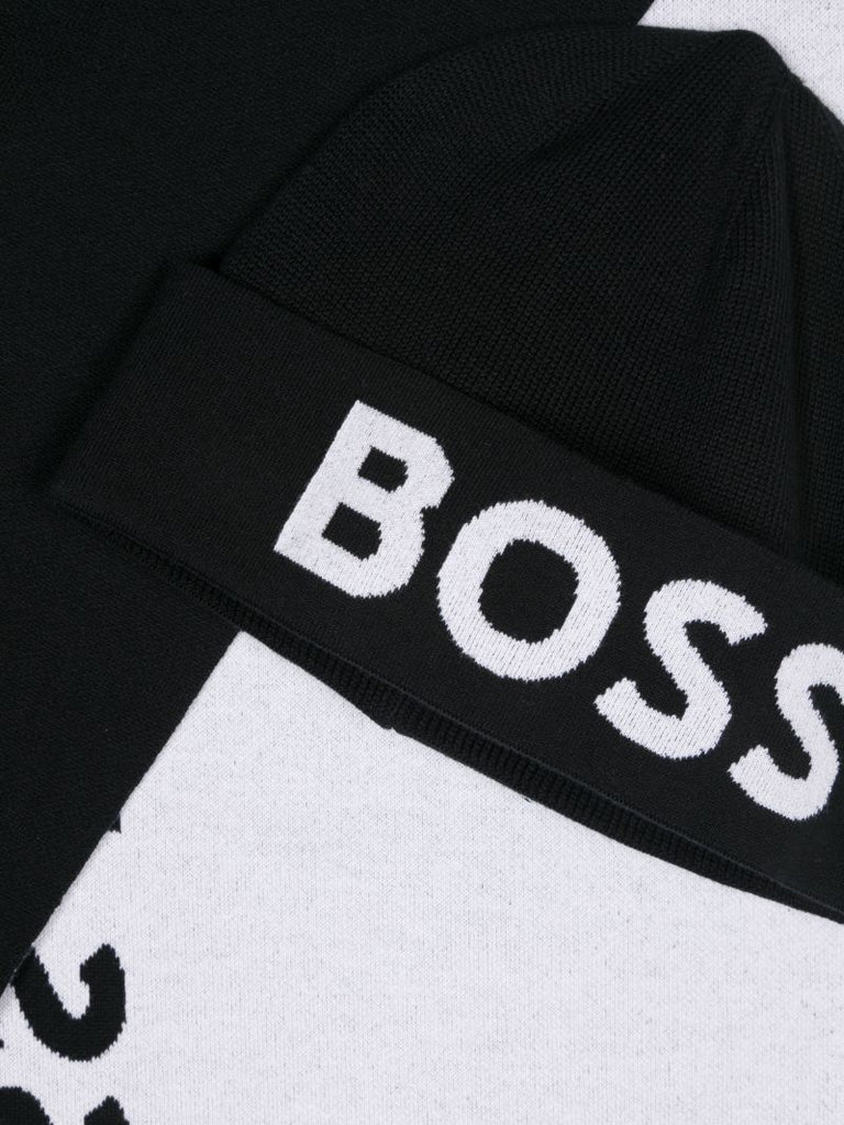 Black Logo Intarsia Scarf Set