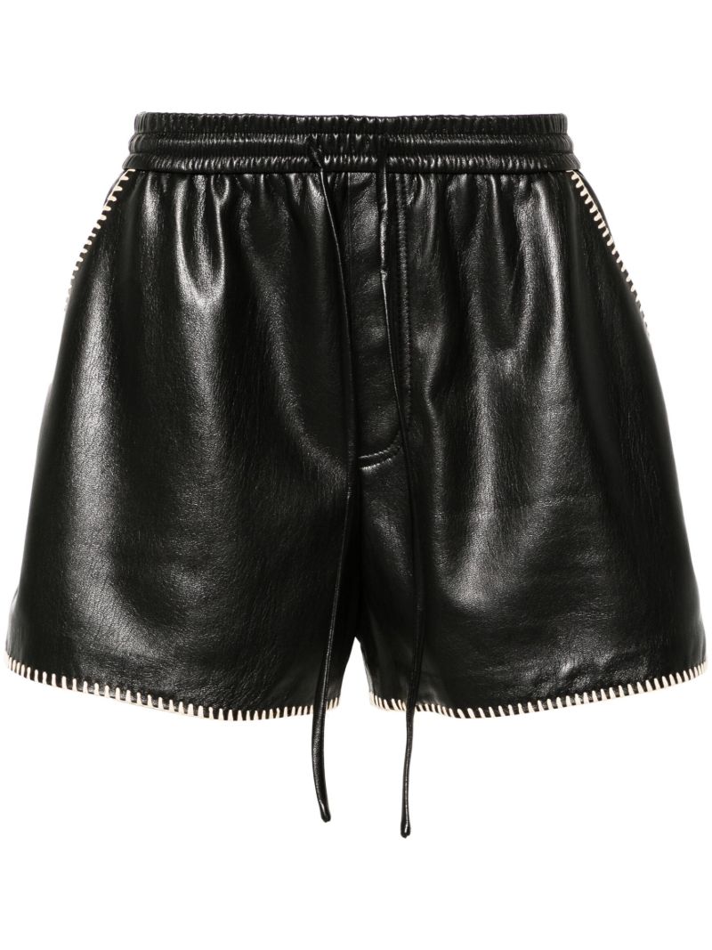 Black Faux-leather Drawstring Shorts