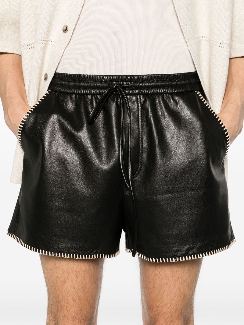 Black Faux-leather Drawstring Shorts