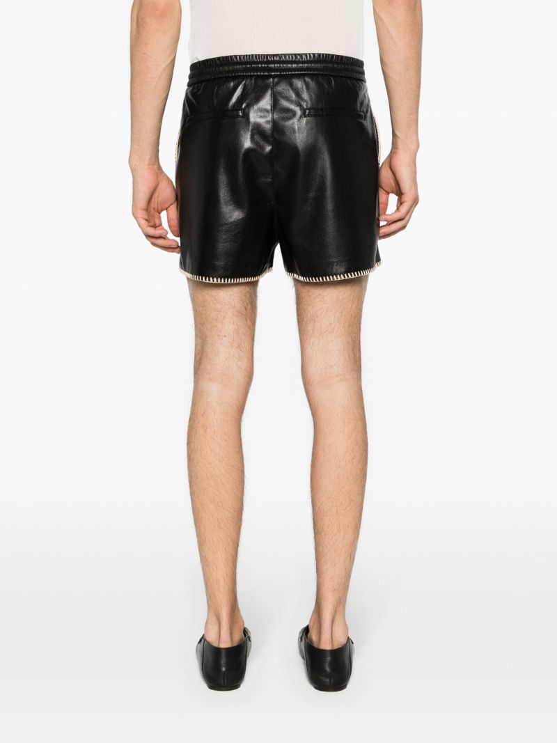 Black Faux-leather Drawstring Shorts