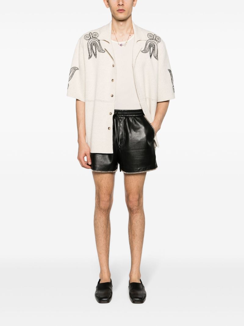 Black Faux-leather Drawstring Shorts
