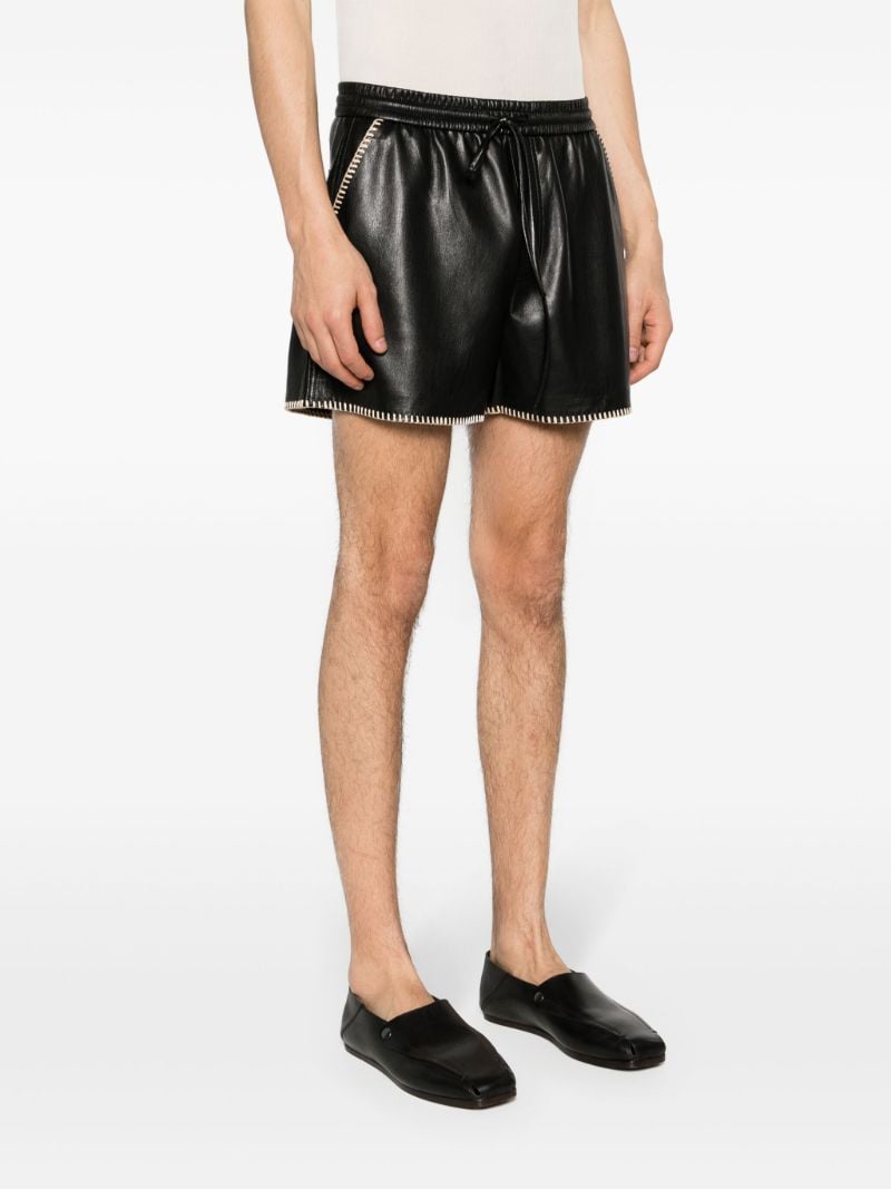 Black Faux-leather Drawstring Shorts