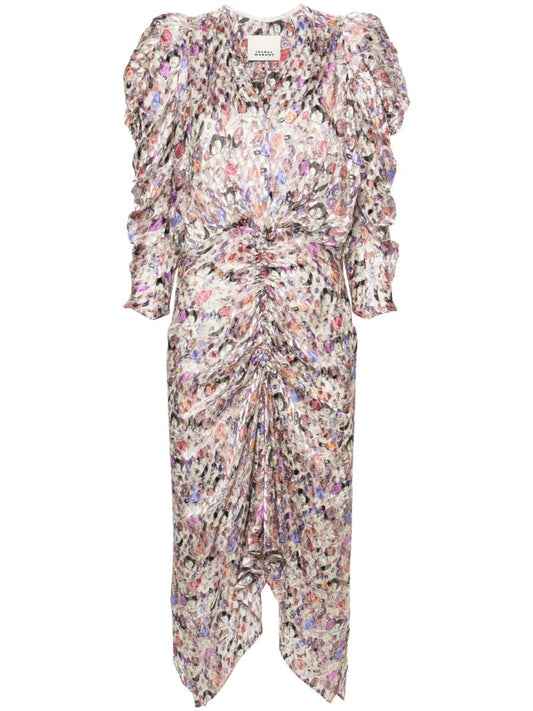 Neutral Nemil Velour Midi Dress