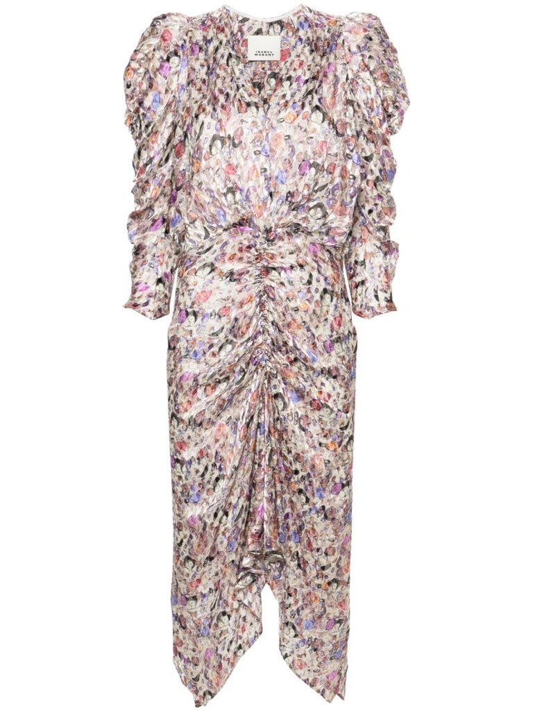 Neutral Nemil Velour Midi Dress