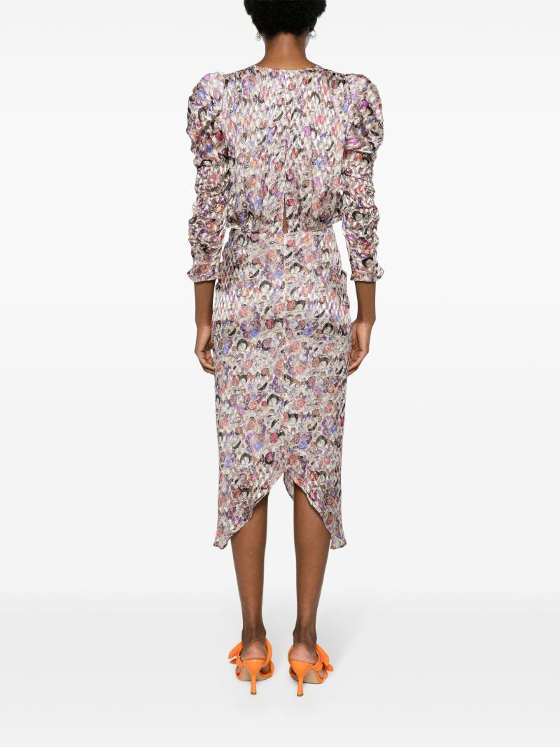 Neutral Nemil Velour Midi Dress
