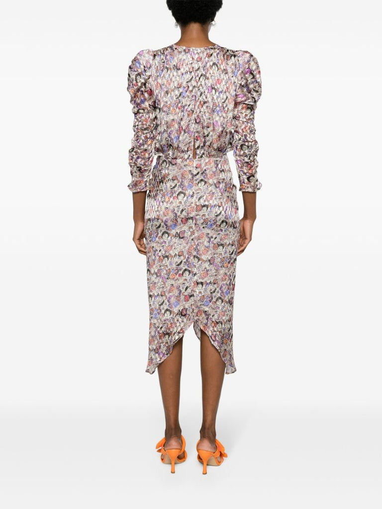 Neutral Nemil Velour Midi Dress