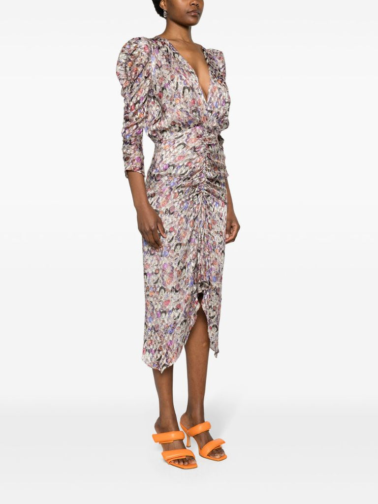 Neutral Nemil Velour Midi Dress