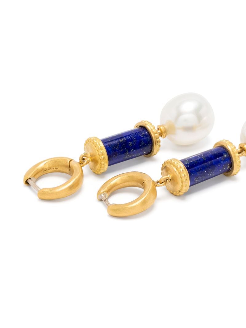 22k Yellow Gold Tropaion Lapis Lazuli and Pearl Drop Earrings