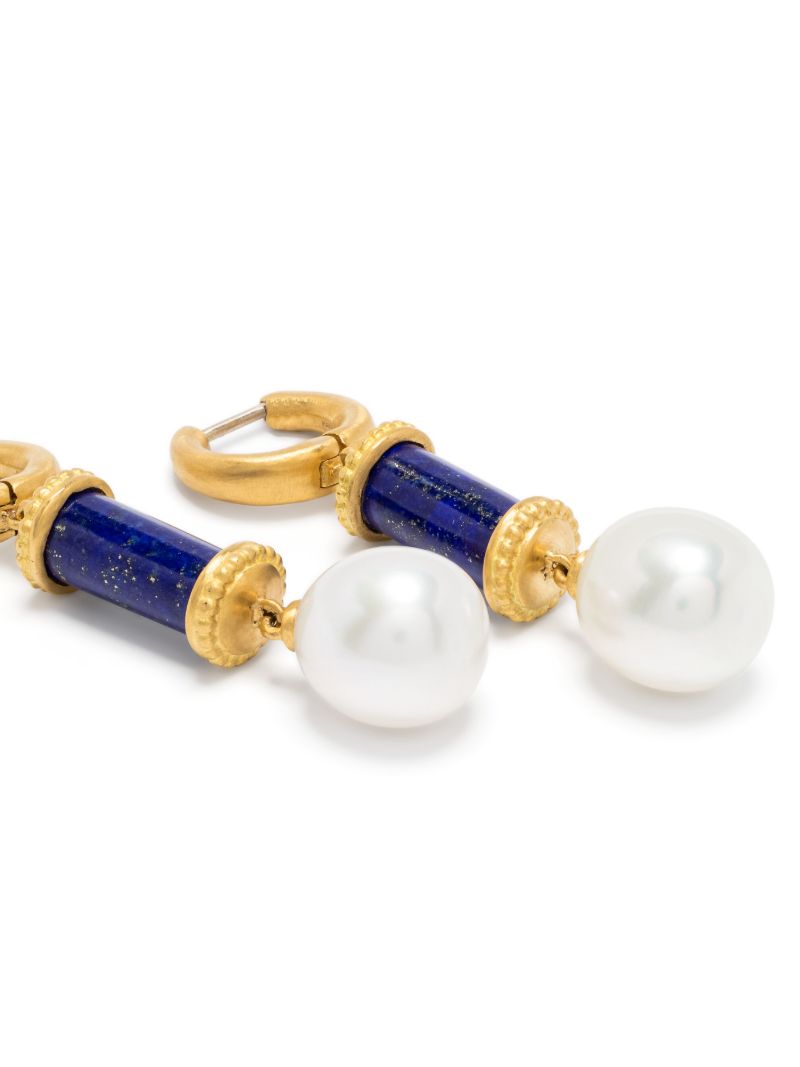 22k Yellow Gold Tropaion Lapis Lazuli and Pearl Drop Earrings