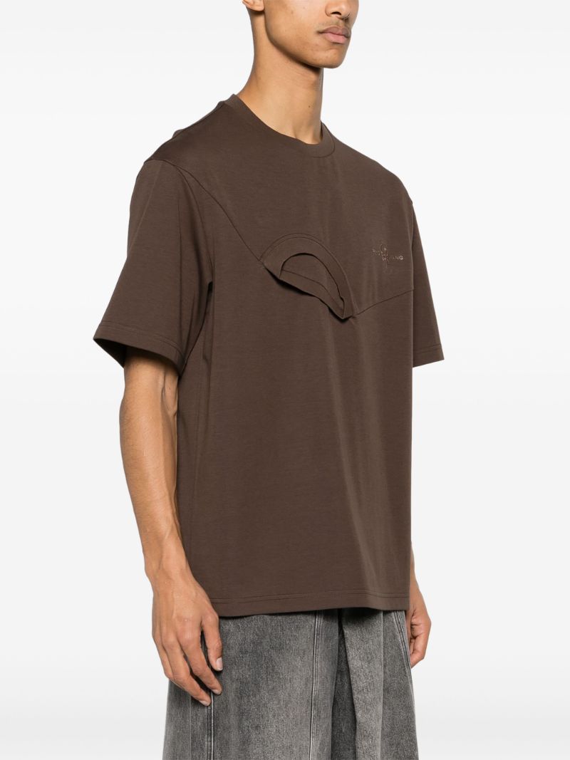 Brown Deconstructed Cotton T-shirt