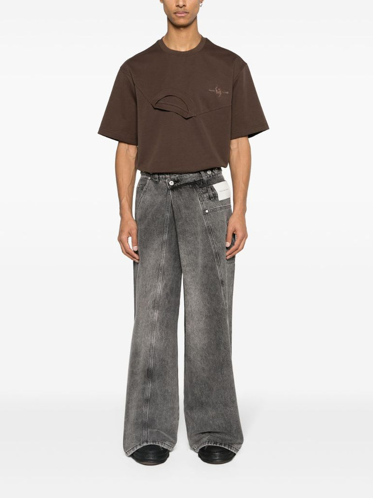 Brown Deconstructed Cotton T-shirt