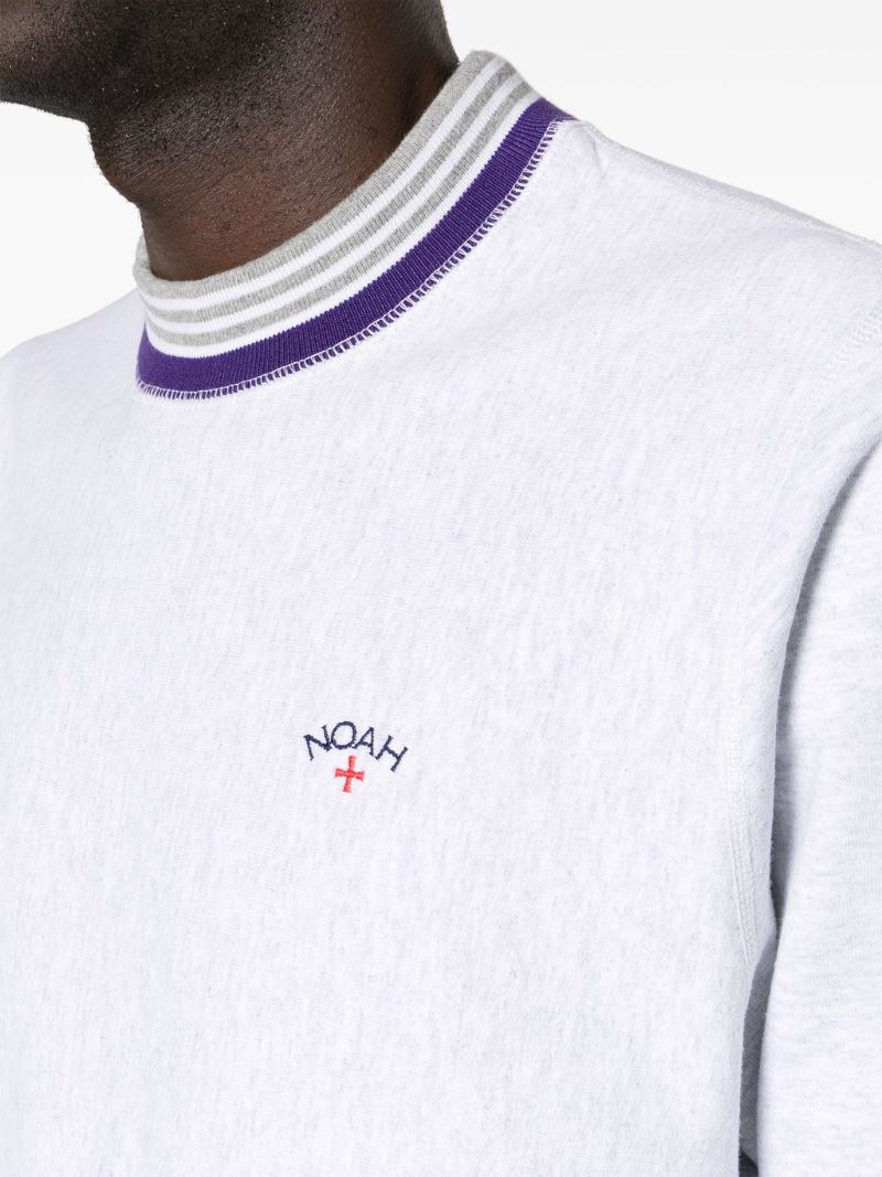 Grey Logo-embroidered Cotton Sweatshirt