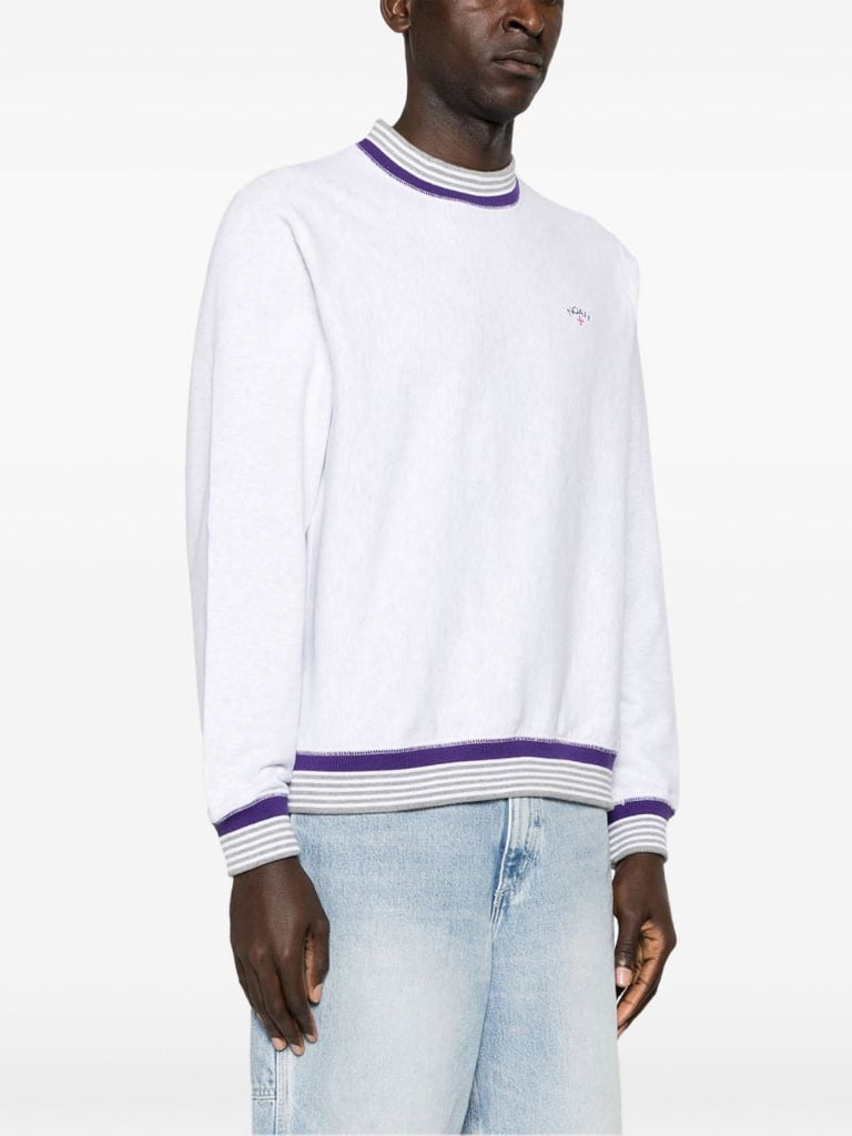Grey Logo-embroidered Cotton Sweatshirt