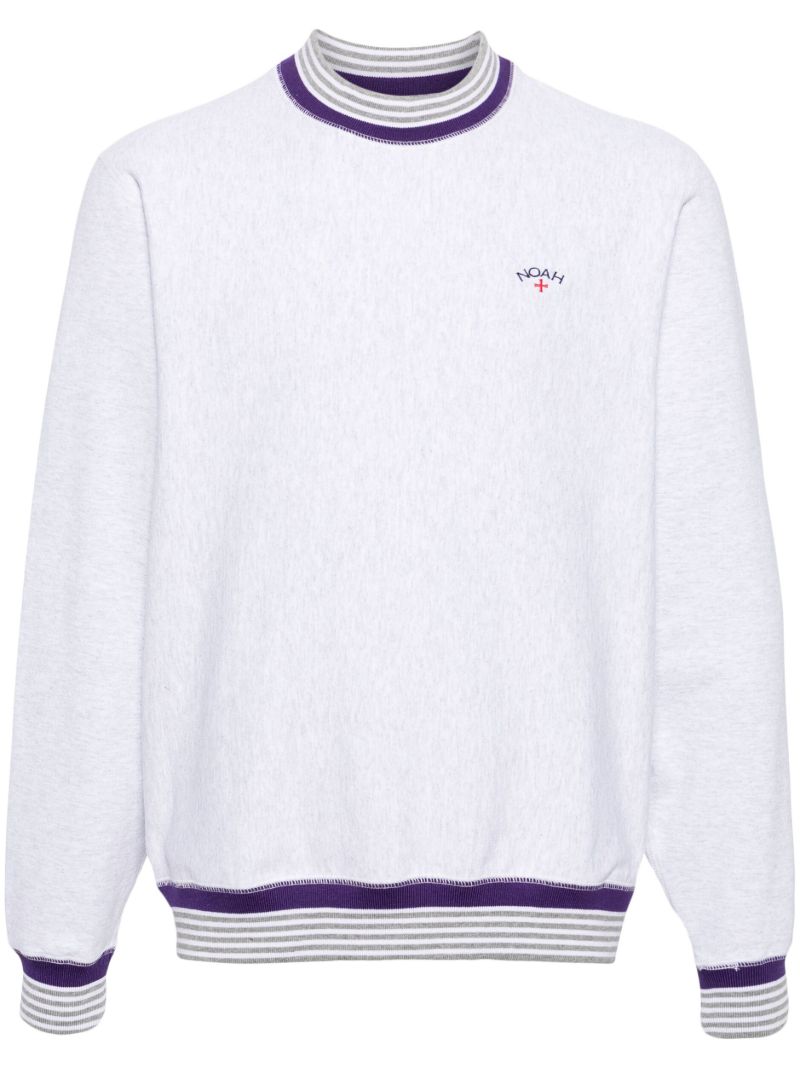 Grey Logo-embroidered Cotton Sweatshirt