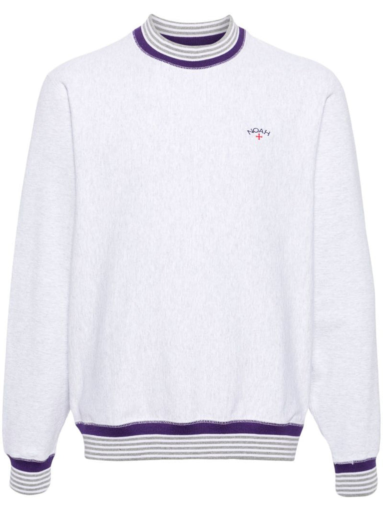 Grey Logo-embroidered Cotton Sweatshirt