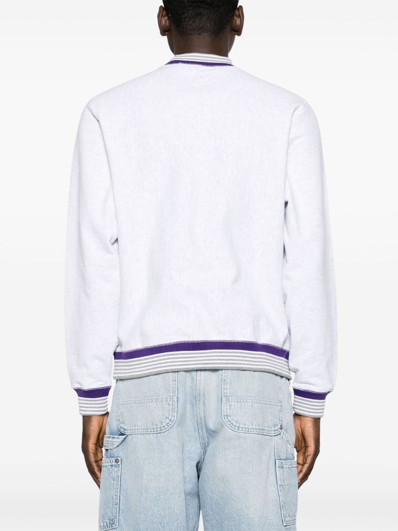 Grey Logo-embroidered Cotton Sweatshirt