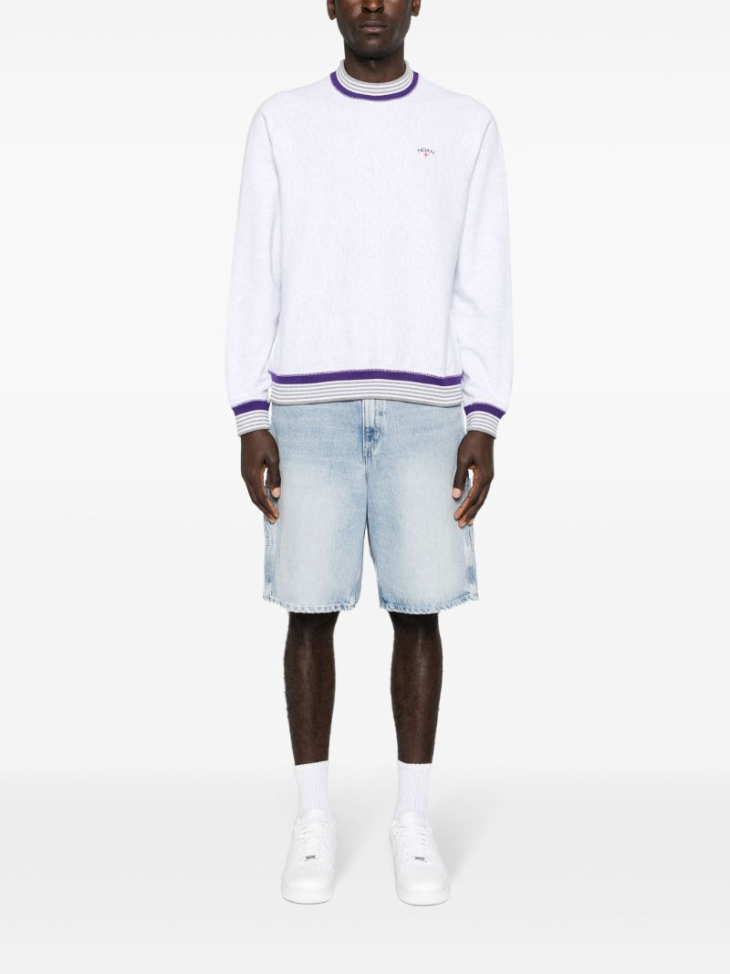 Grey Logo-embroidered Cotton Sweatshirt
