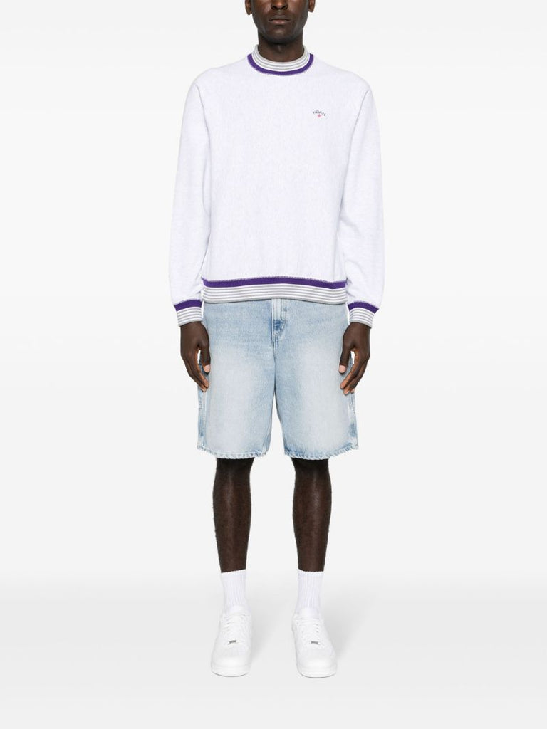 Grey Logo-embroidered Cotton Sweatshirt