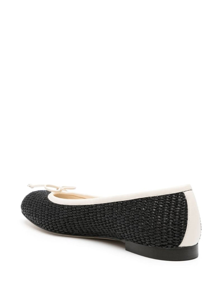 Black Woven Ribbon Detail Ballerina Shoes