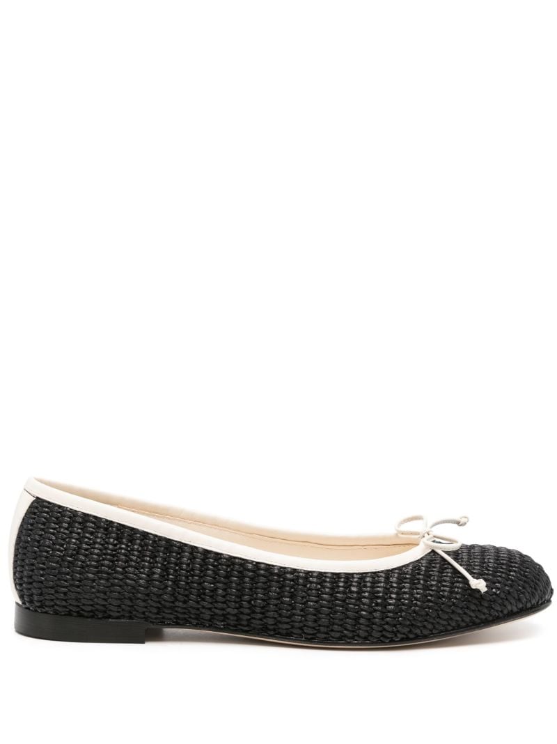 Black Woven Ribbon Detail Ballerina Shoes