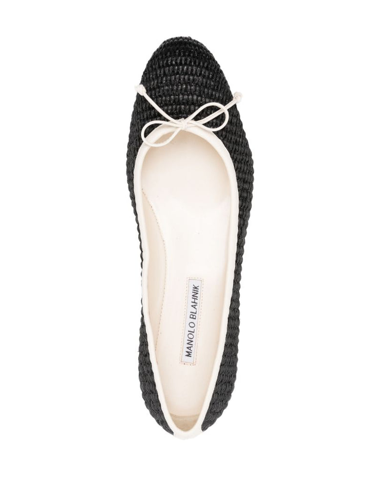 Black Woven Ribbon Detail Ballerina Shoes