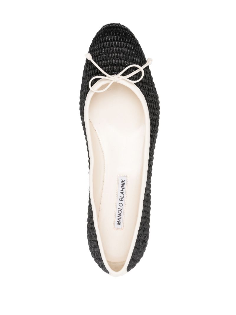 Black Woven Ribbon Detail Ballerina Shoes