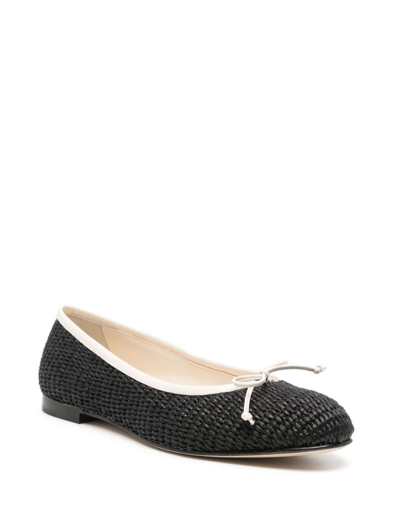 Black Woven Ribbon Detail Ballerina Shoes