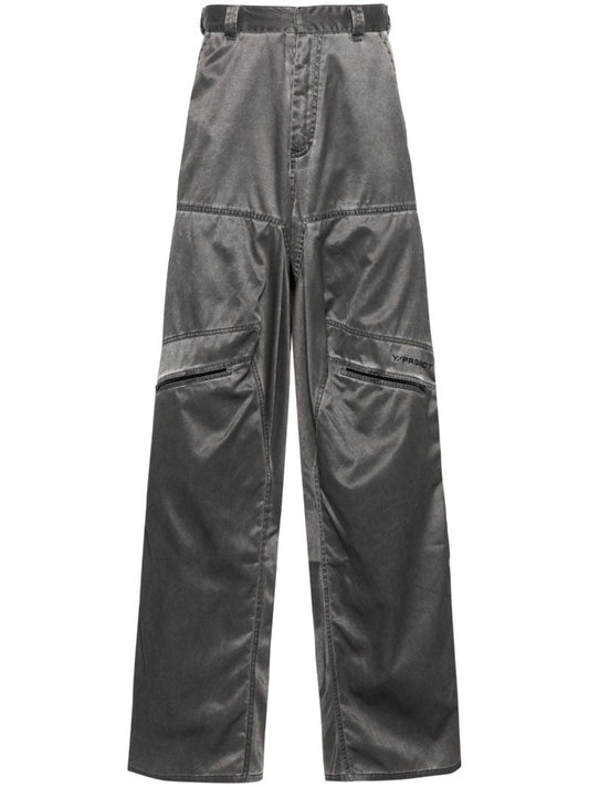 Black Pop-up Mid-waist Wide-leg Trousers