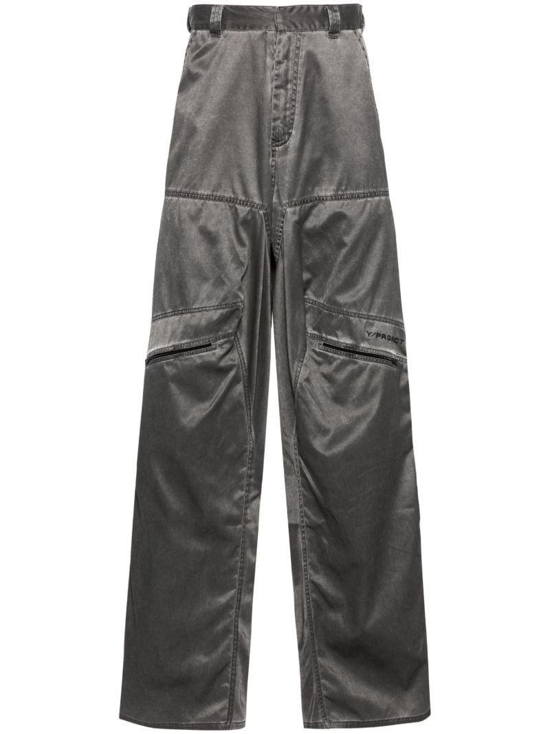 Black Pop-up Mid-waist Wide-leg Trousers