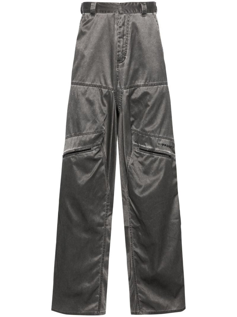 Black Pop-up Mid-waist Wide-leg Trousers