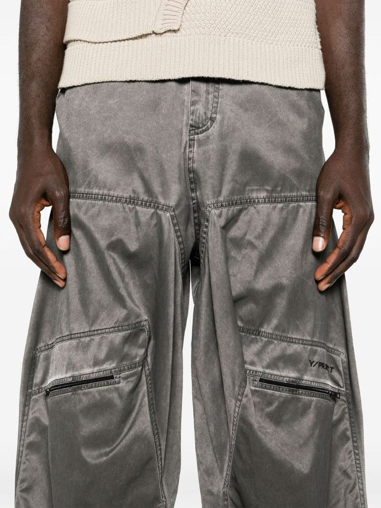 Black Pop-up Mid-waist Wide-leg Trousers