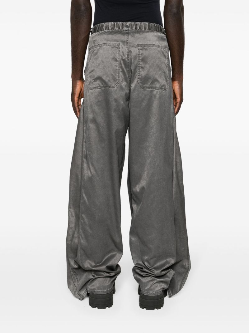 Black Pop-up Mid-waist Wide-leg Trousers