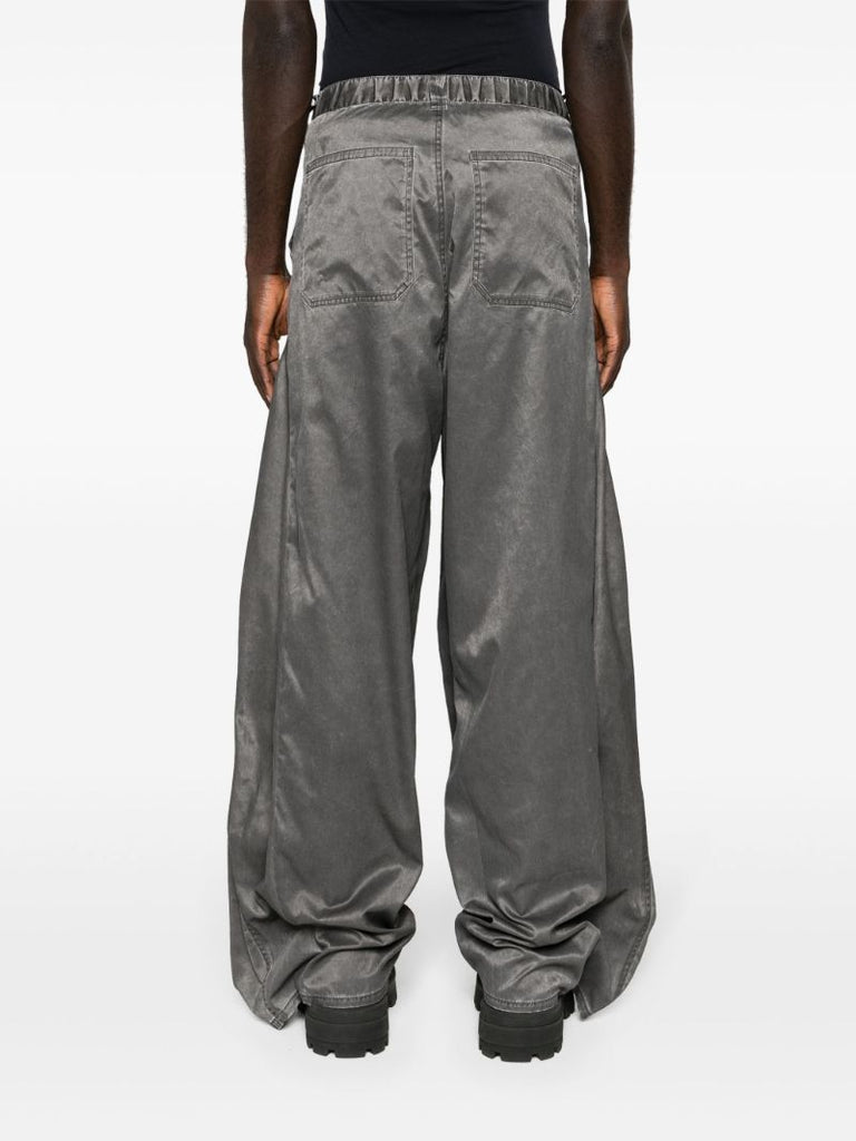 Black Pop-up Mid-waist Wide-leg Trousers