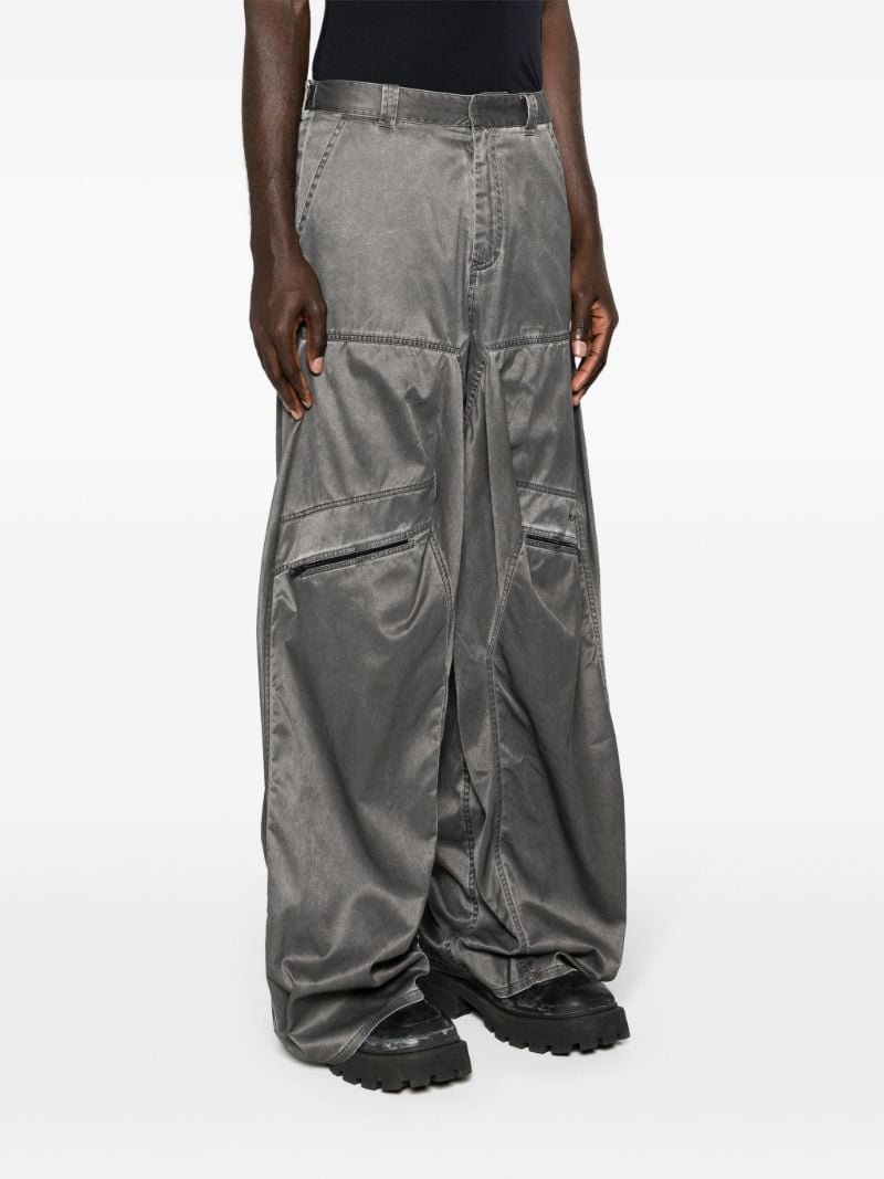 Black Pop-up Mid-waist Wide-leg Trousers