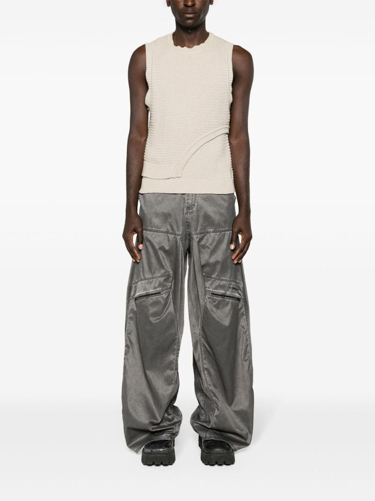 Black Pop-up Mid-waist Wide-leg Trousers