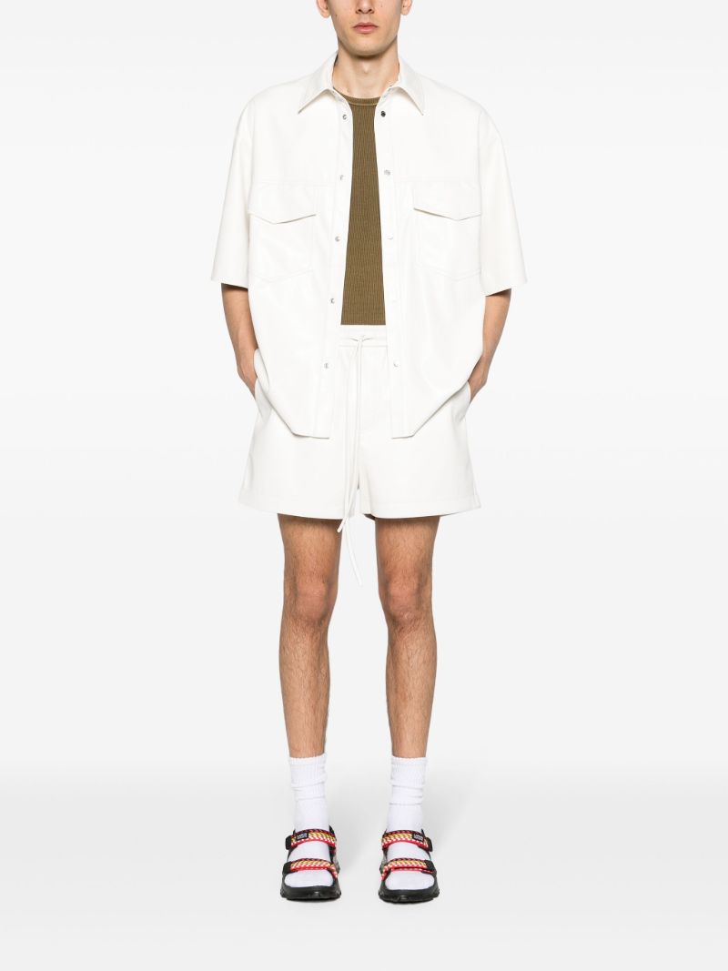 White Faux-leather Short-sleeve Shirt