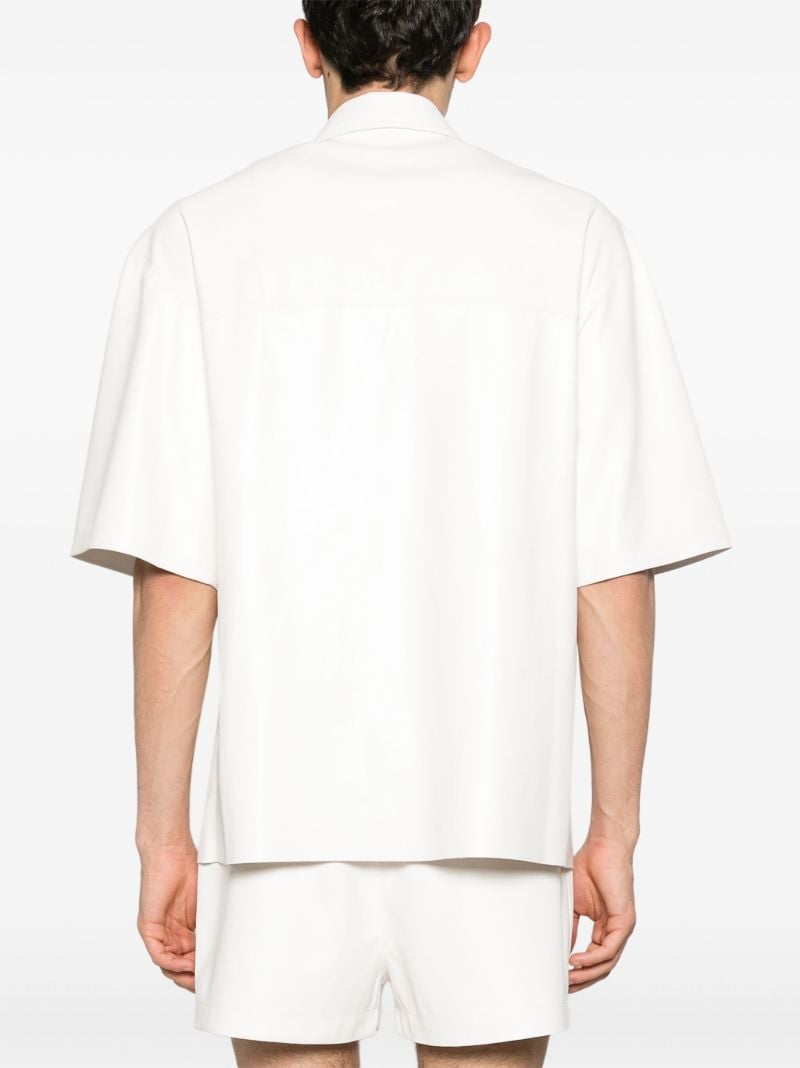 White Faux-leather Short-sleeve Shirt