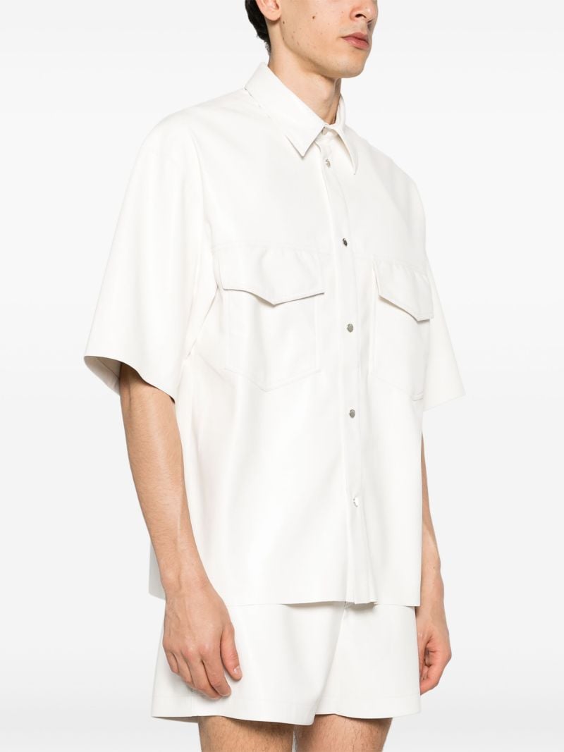 White Faux-leather Short-sleeve Shirt