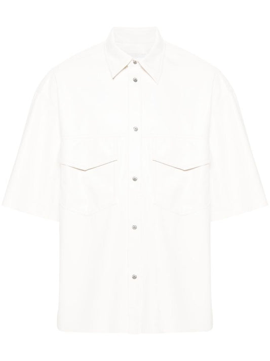White Faux-leather Short-sleeve Shirt