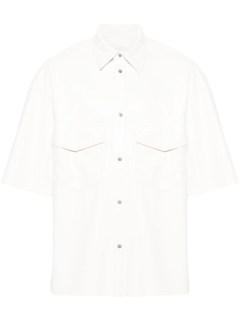 White Faux-leather Short-sleeve Shirt