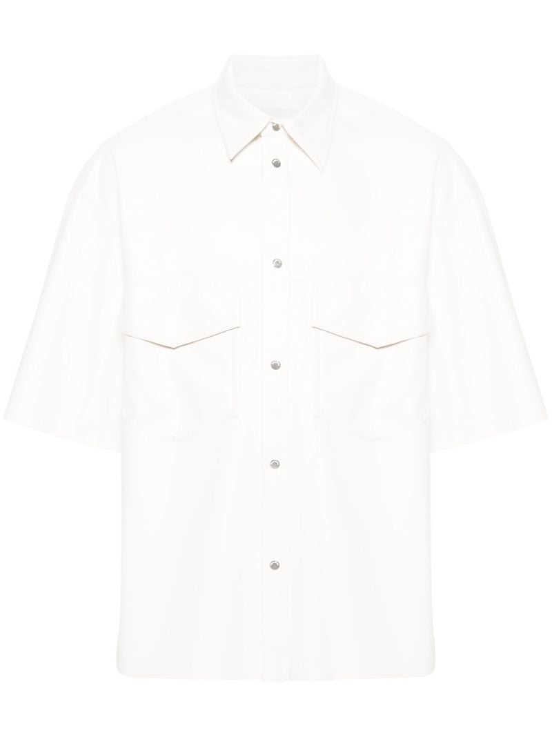 White Faux-leather Short-sleeve Shirt