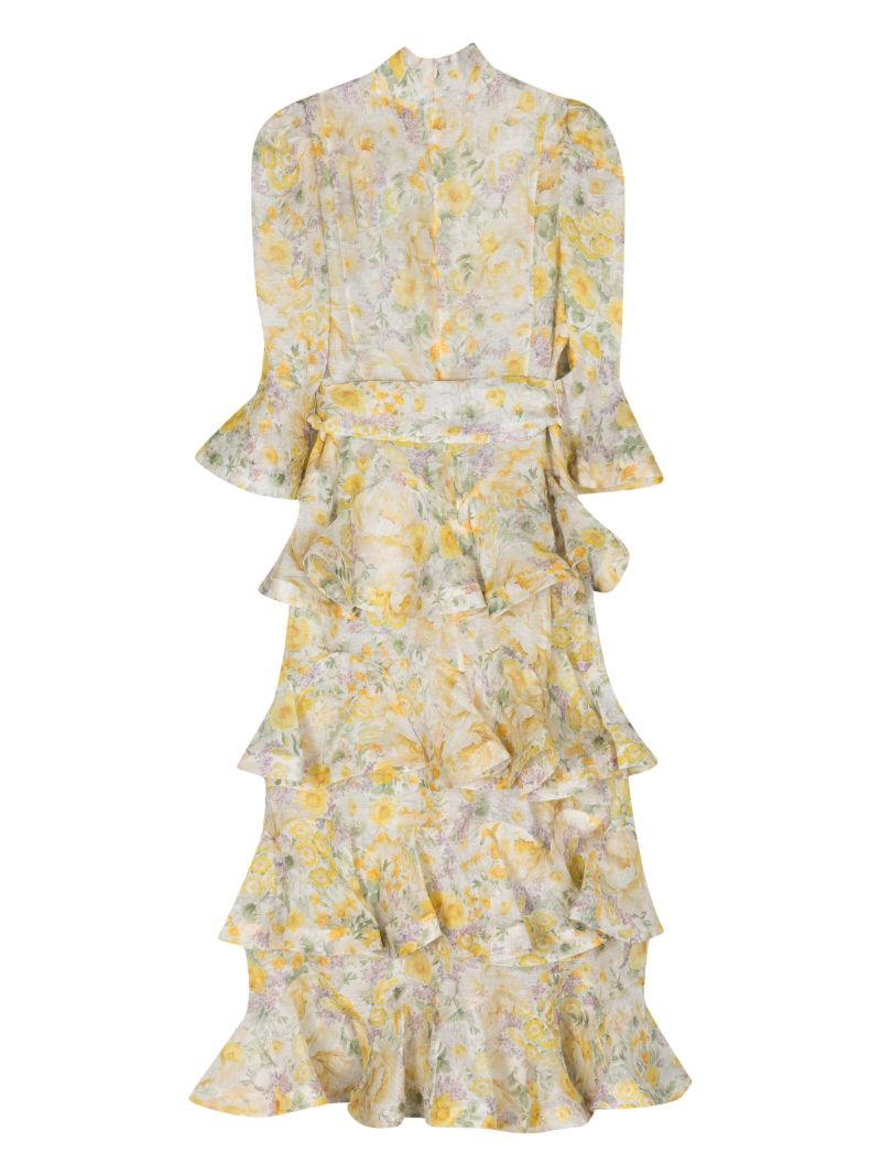 Yellow Harmony Tiered Midi Dress