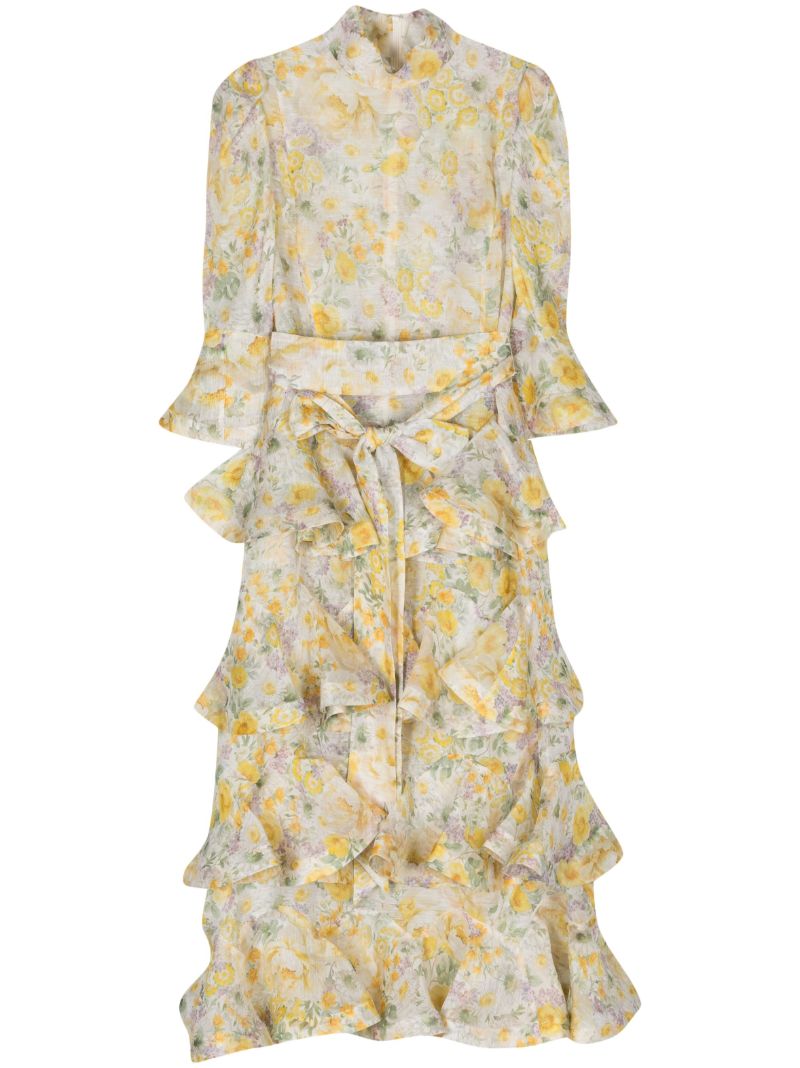 Yellow Harmony Tiered Midi Dress