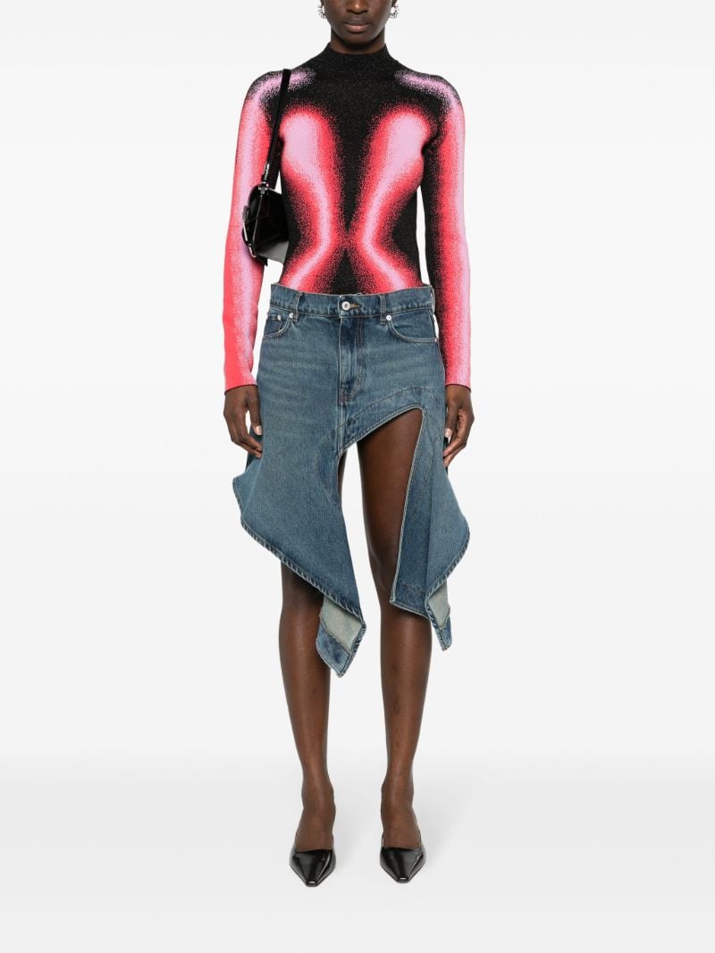 Blue Asymmetric Denim Skirt