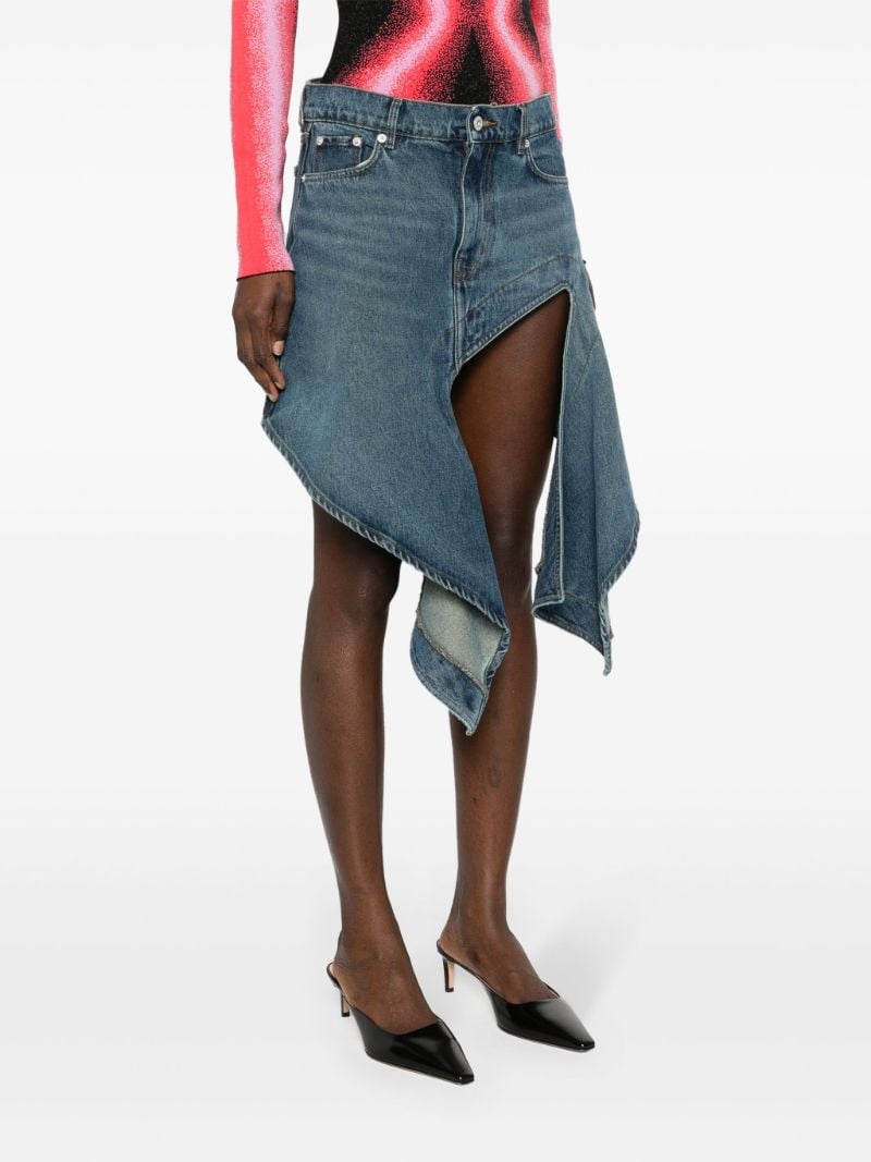 Blue Asymmetric Denim Skirt