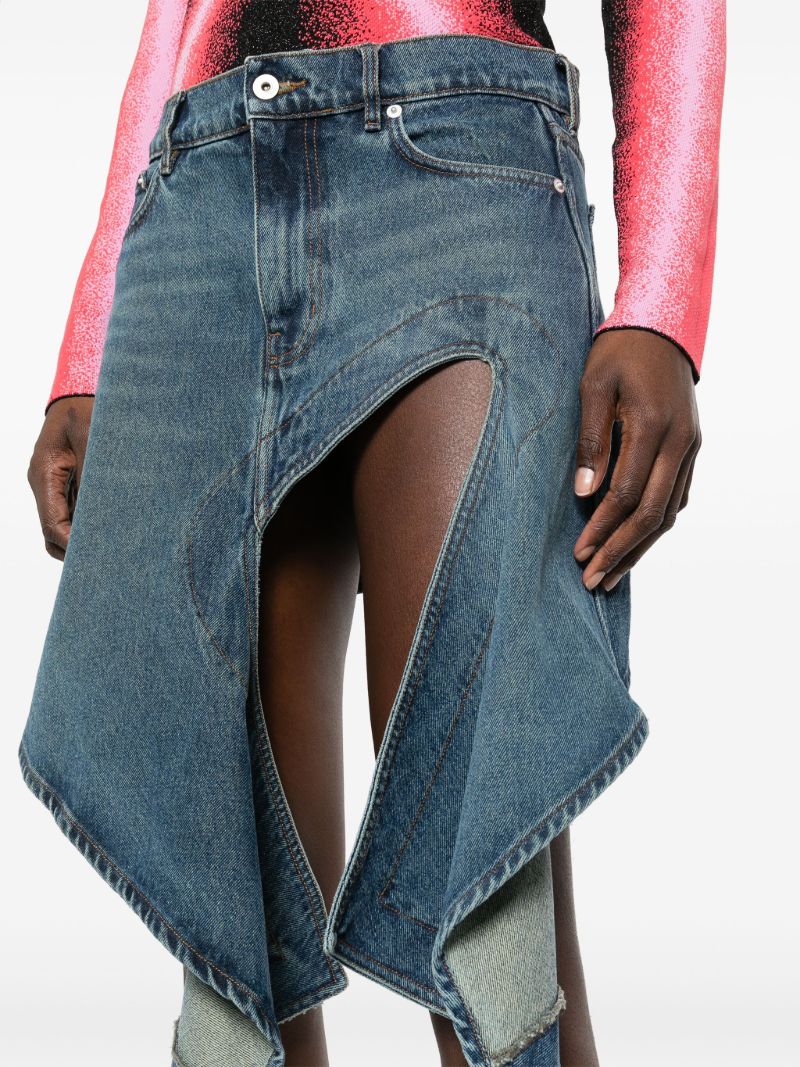 Blue Asymmetric Denim Skirt