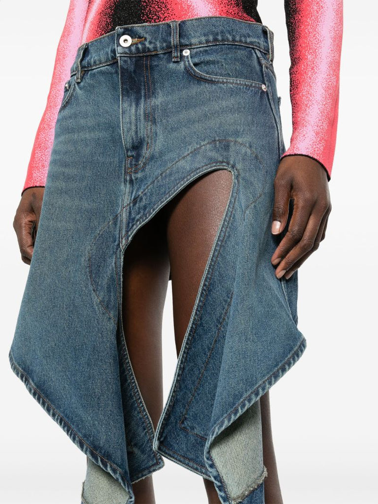 Blue Asymmetric Denim Skirt