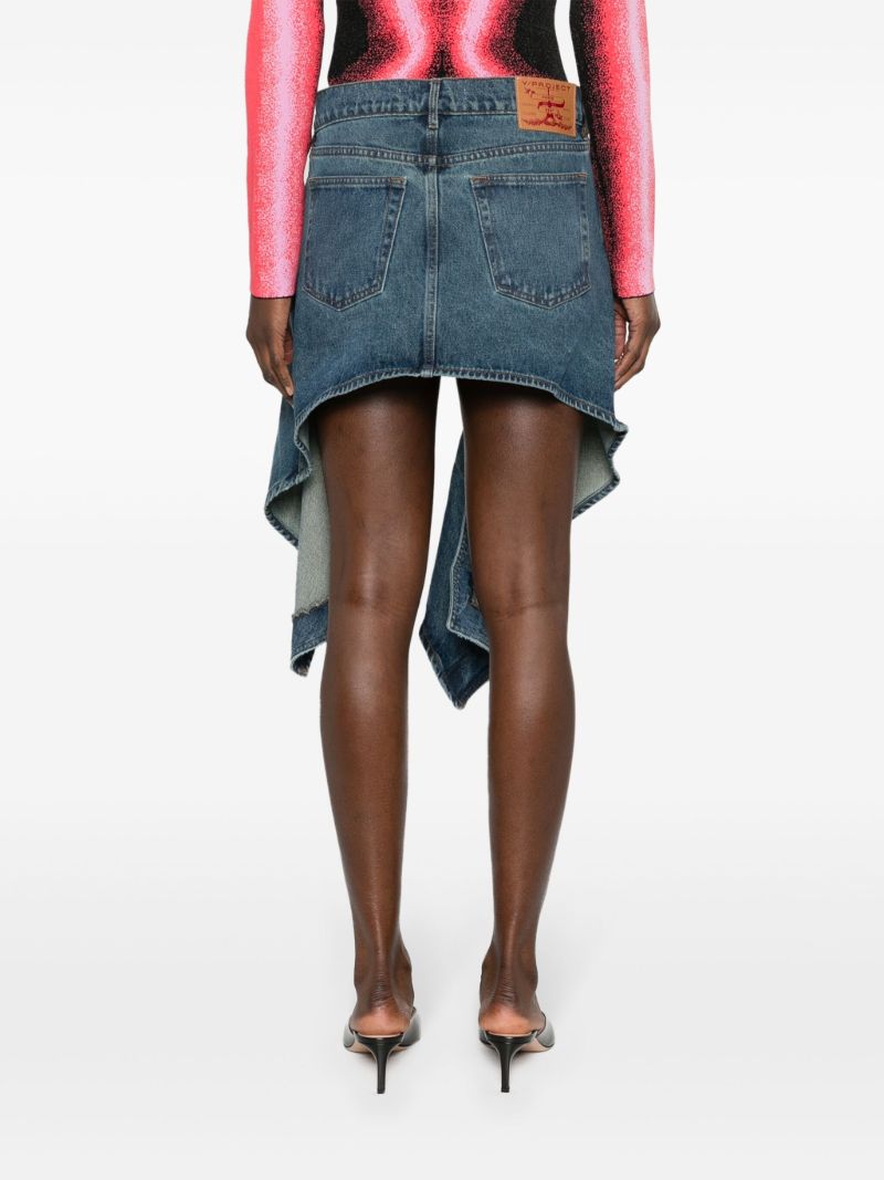 Blue Asymmetric Denim Skirt