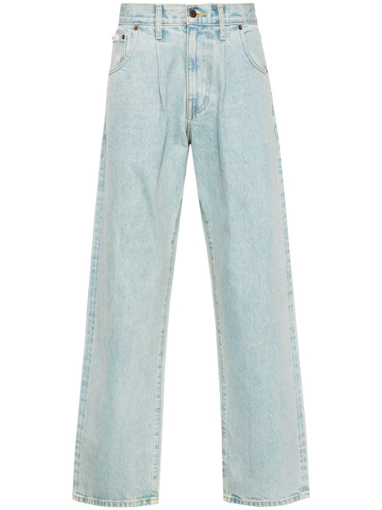 Blue Mid-rise Straight-leg Jeans